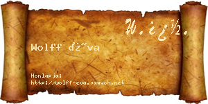 Wolff Éva névjegykártya